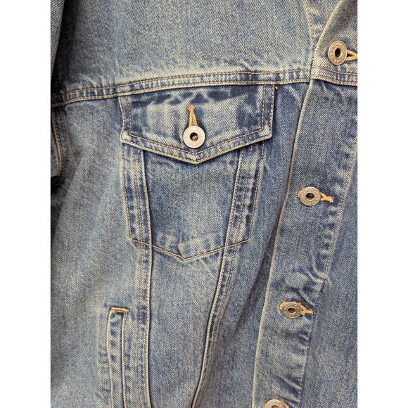 90s Vintage Arizona Classic Blue Wash Big Ring Denim Trucker Jacket Size Medium - Picture 6 of 13